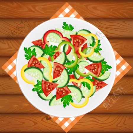 营养美味的蔬菜沙拉插画