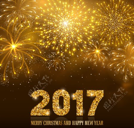 2017新年金色粒子烟花背景