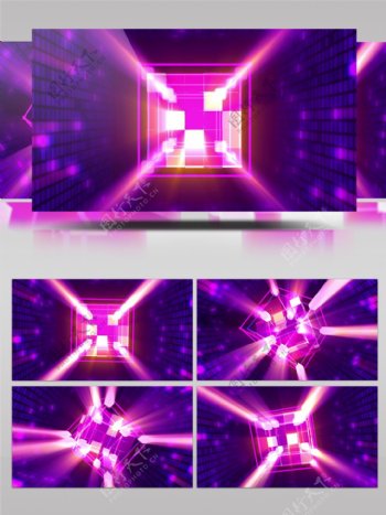 紫色魔方旋转亮光视频素材