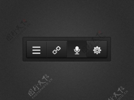 四个黑色界面按钮PSD素材