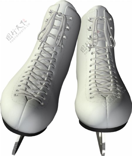 一双白色女款冰鞋免抠psd透明素材
