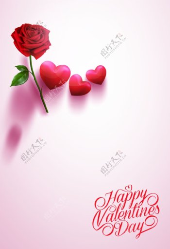 粉色底纹红色爱心气球玫瑰海报背景素材