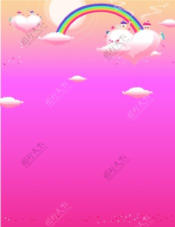 矢量温馨手绘卡通天空彩虹背景素材