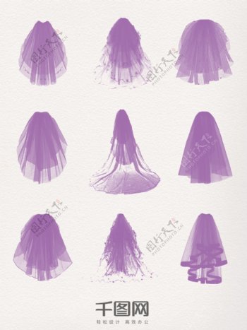 一组紫色头纱装饰图案
