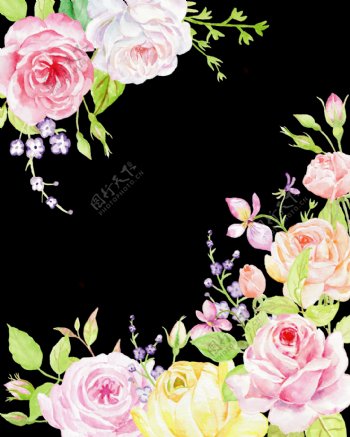 手绘婚礼卡片装饰花朵png透明素材
