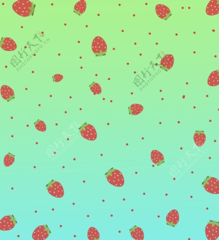 草莓小清新绿色背景图