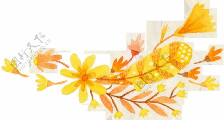 金色植物树叶卡通透明素材