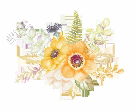 可爱缤纷花卉透明装饰素材