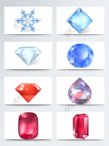 不同形状水晶宝石系列图标