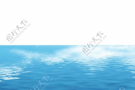 手绘蓝色大海透明装饰素材