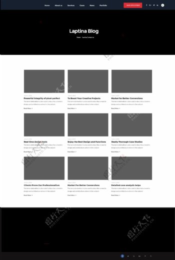 博客灰色风格网页界面详情页PSD模板