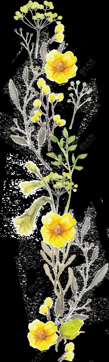 清新黄色手绘菊花装饰元素