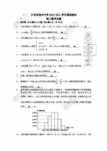 数学苏教版江苏省模拟测试高三数学试题