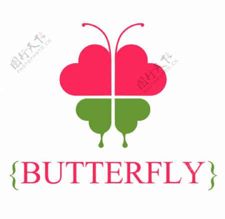2018粉色绿色蝴蝶配图喷绘logo