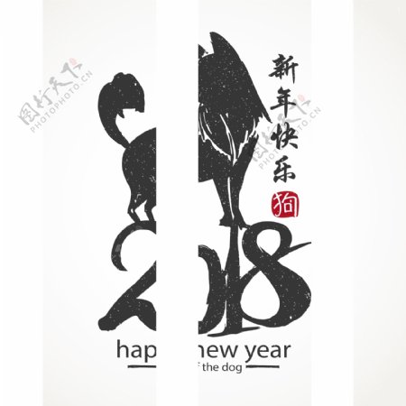 优雅的黑白中国新年素材