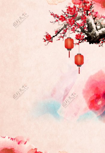 喜庆灯笼春节海报背景设计