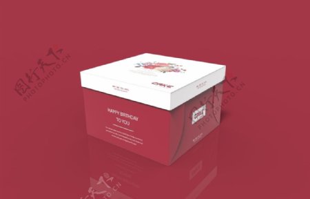 八寸红色牡丹蛋糕盒