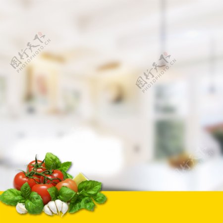 绿色健康厨房背景主图设计