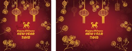 2018新年快乐灯笼海报设计