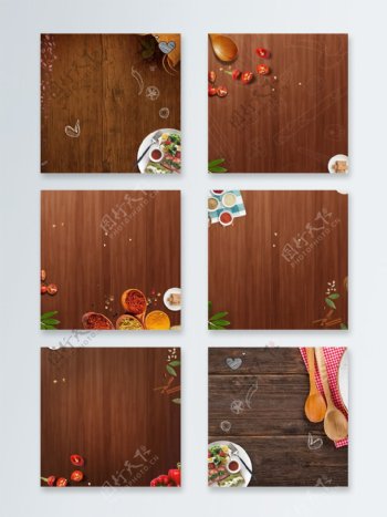 欧式大气木板西式食物主图木板质感简约背景