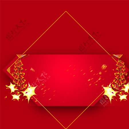红色鞭炮新年年货节主图设计