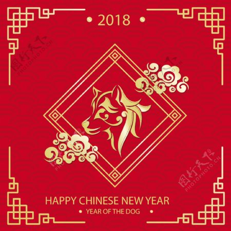 红金色中国新年海报素材