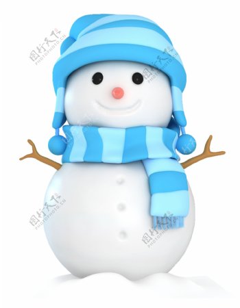 戴着帽子围巾的可爱雪人透明素材