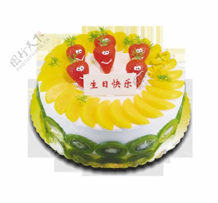生日快乐水果味蛋糕元素