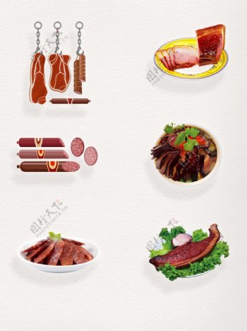 中国传统美味腊味食品装饰图案