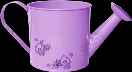 手绘一个紫色的浇花水壶png透明素材