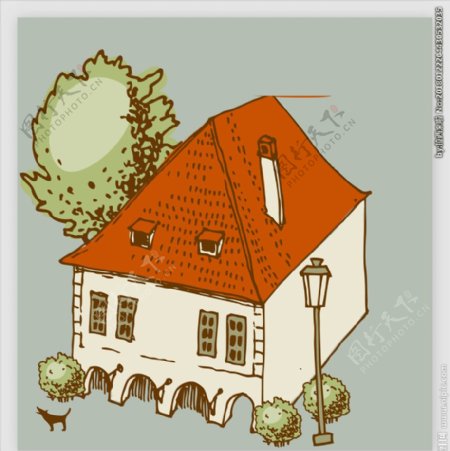 矢量手绘房子