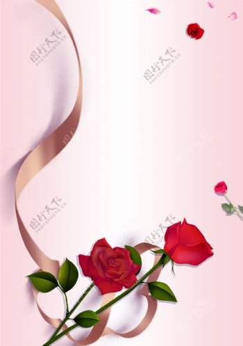 浪漫情人节花朵海报背景设计