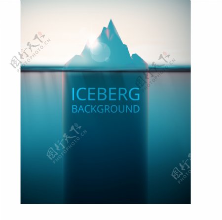 大海里的冰山插画