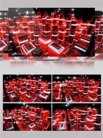 红色炫光城市动态视频素材