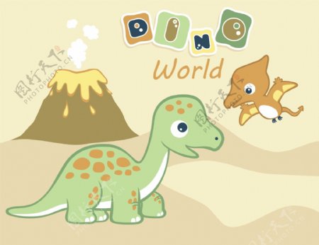 可爱小恐龙儿童插画
