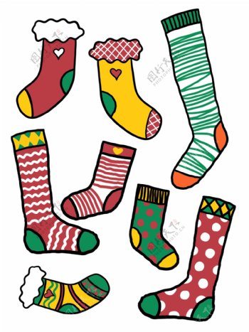 圣诞节装饰袜子卡通可爱元素