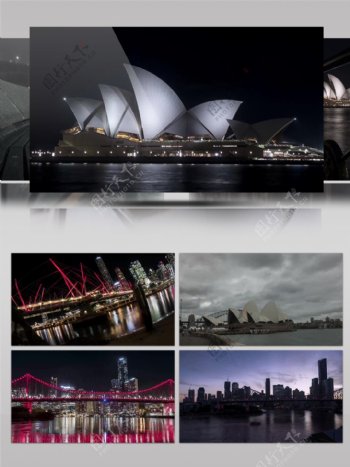 4k悉尼歌剧院夜景城市旅游风光景观延时