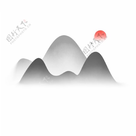 中国风手绘新式水墨山水飞鸟传统古典背景