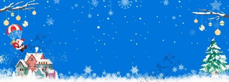 卡通圣诞雪景冬季电商海报背景