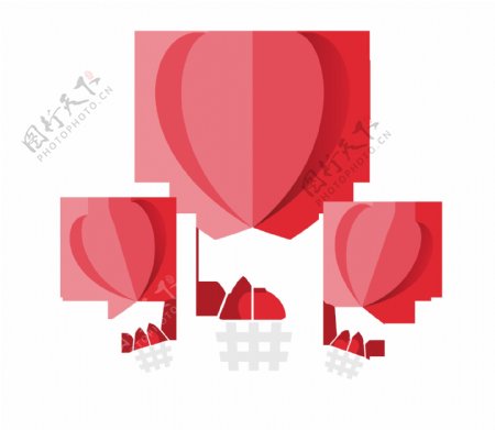 手绘卡通红色气球装饰素材