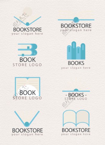 蓝色简约故事书书籍logo设计元素