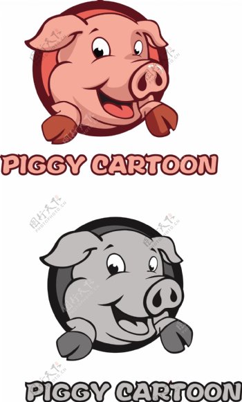 卡通猪logo设计模板