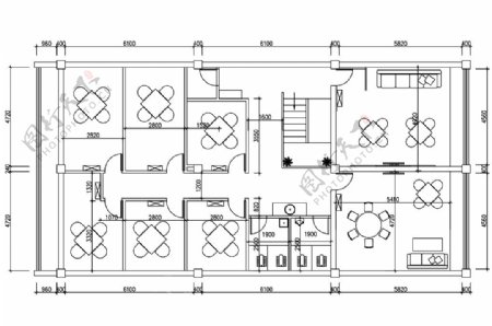 中式江南雅苑茶楼室内设计平面图
