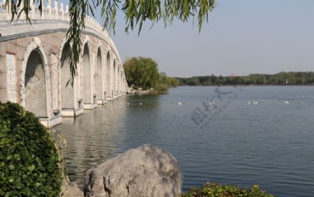拱桥湖面