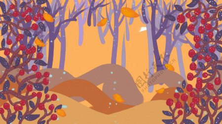 扁平化秋季森林背景彩色设计