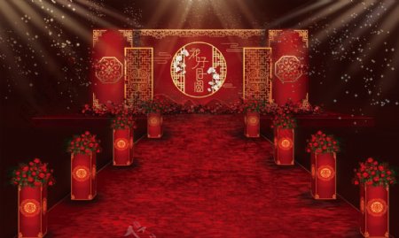 红色中式婚礼效果图.