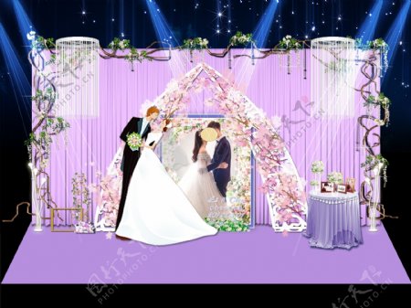 紫色婚礼留影区效果图