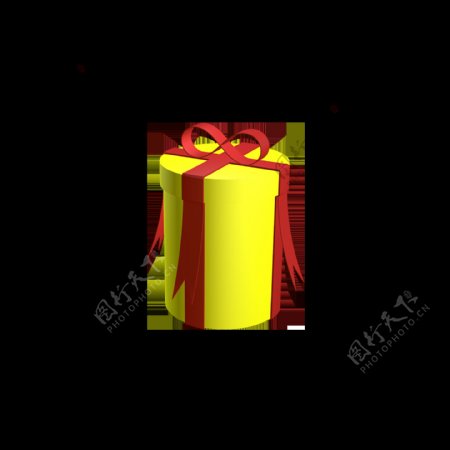 圣诞礼盒黄色礼盒C4D礼盒圆形礼盒
