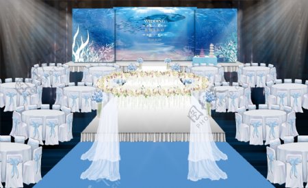 蓝色海洋婚礼舞台效果图