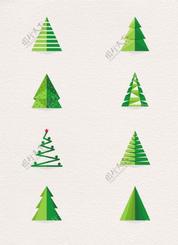 卡通创意剪纸切割圣诞树素材